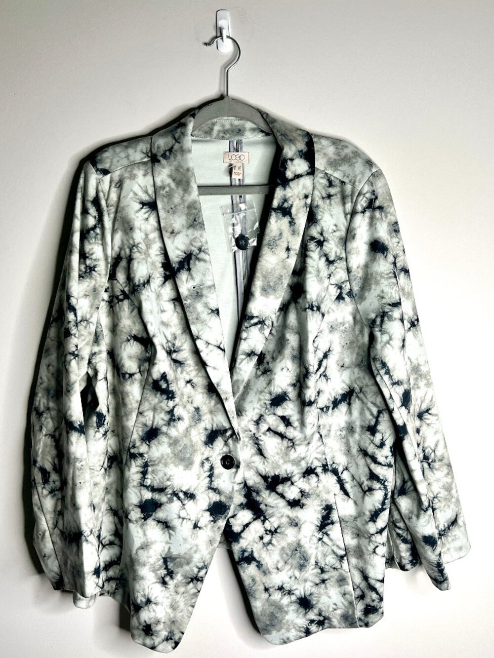 LOGO by Lori Goldstein Julia Tie-Dye Ponte Knit Blazer One-Button Sz 2X NWT